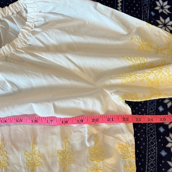 NWOT Talbots Women’s White Blouse With Yellow Embroidery Size Large - Picture 5 of 9